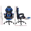Gaming Chairs Massage Racing Recliner Leather Office Chair Footrest. – Black and Blue