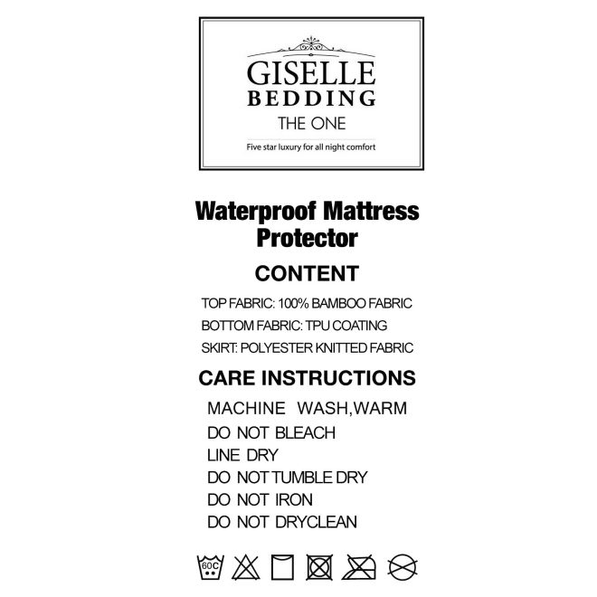 Giselle Bedding Waterproof Bamboo Mattress Protector – KING SINGLE