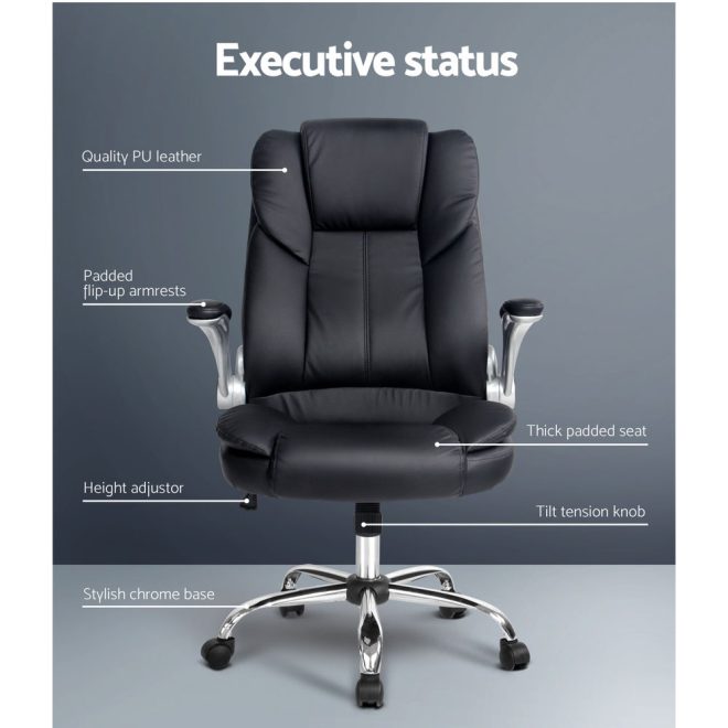 Artiss Kea Executive Office Chair Leather – Black