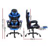 Office Chair Leather Gaming Chairs Footrest Recliner Study Work – Black and Blue