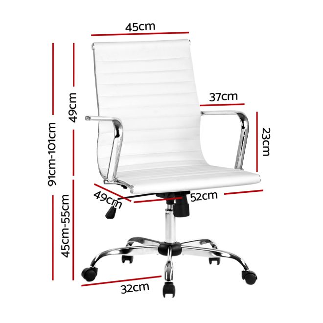 Artiss Gaming Office Chair Computer Desk Chairs Home Work Study – White, Mid Back Support