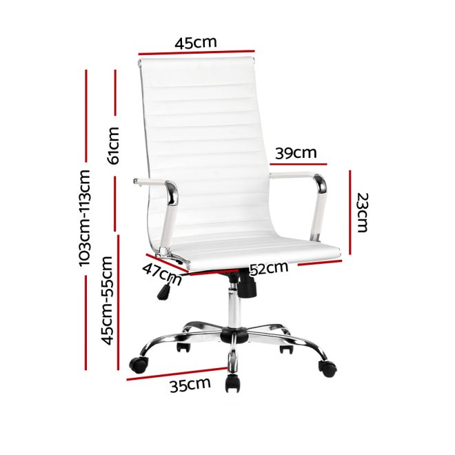 Artiss Gaming Office Chair Computer Desk Chairs Home Work Study – White, High Back Support