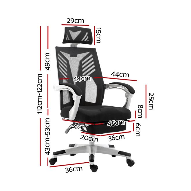 Artiss Gaming Office Chair Computer Desk Chair Home Work Recliner – Black and White