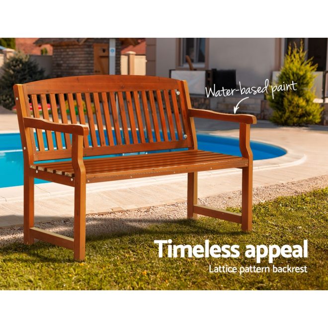 Gardeon Outdoor Garden Bench Seat Wooden Chair Patio Furniture Timber Lounge – Brown