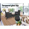 Gardeon 3pc Bistro Wicker Outdoor Furniture Set – Black