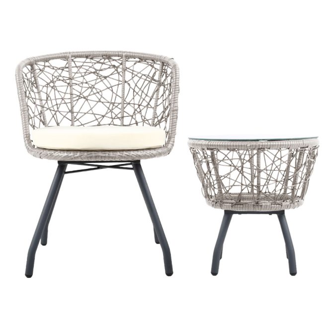 Gardeon Outdoor Patio Chair and Table – Grey