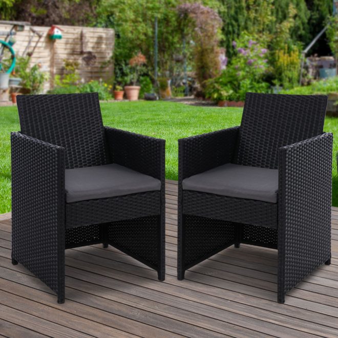 Gardeon Outdoor Chairs Dining Patio Furniture Lounge Setting Wicker Garden – 2x chair