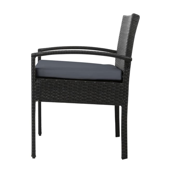 Gardeon Outdoor Furniture Bistro Wicker Chair Black – 2