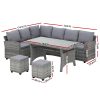 9-Seater Outdoor Dining Set Patio Furniture Wicker Lounge Table Chairs