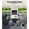 9-Seater Outdoor Dining Set Patio Furniture Wicker Lounge Table Chairs