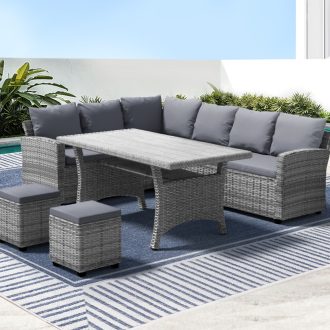Outdoor Dining Set Wicker Table Chairs Setting 8 Seater