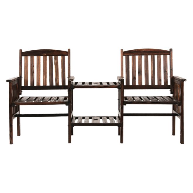 Gardeon Garden Bench Chair Table Loveseat Wooden Outdoor Furniture Patio Park – Charcoal Brown