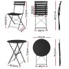 Gardeon Outdoor Setting Table and Chairs Folding Patio Furniture Bistro Set – Black