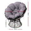 Gardeon Outdoor Papasan Chairs Lounge Setting Patio Furniture Wicker – Grey, 1x chair