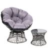 Gardeon Outdoor Papasan Chairs Lounge Setting Patio Furniture Wicker – Grey, 1x chair + 1x Side Table