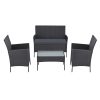 Gardeon 4-piece Outdoor Lounge Setting Wicker Patio Furniture Dining Set – Dark Grey amd Grey, With Storage Cover