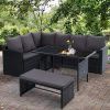 Gardeon Outdoor Furniture Dining Setting Sofa Set Lounge Wicker 8 Seater – Black and Dark Grey, Without Storage Cover