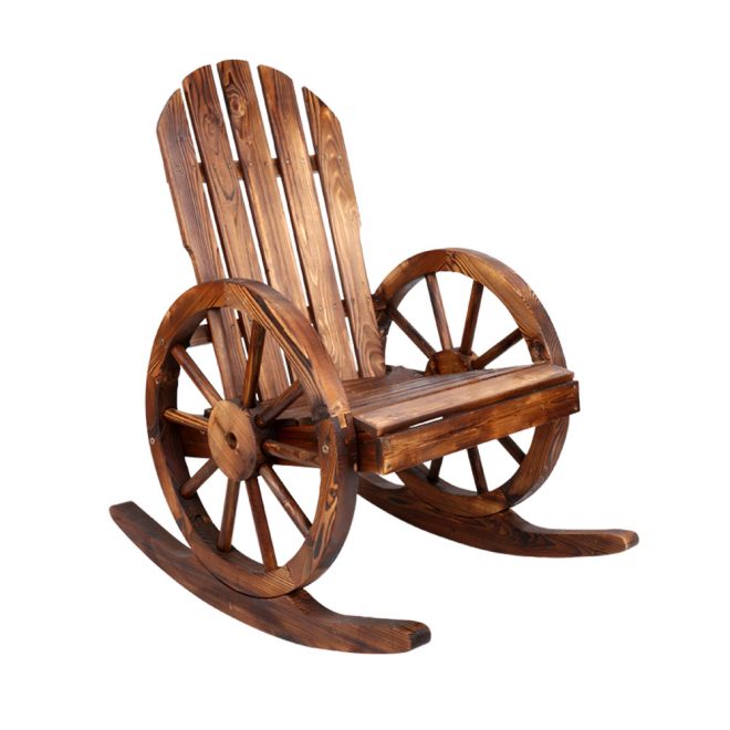 Gardeon Wagon Wheels Rocking Chair – Brown – 60x89x99 cm
