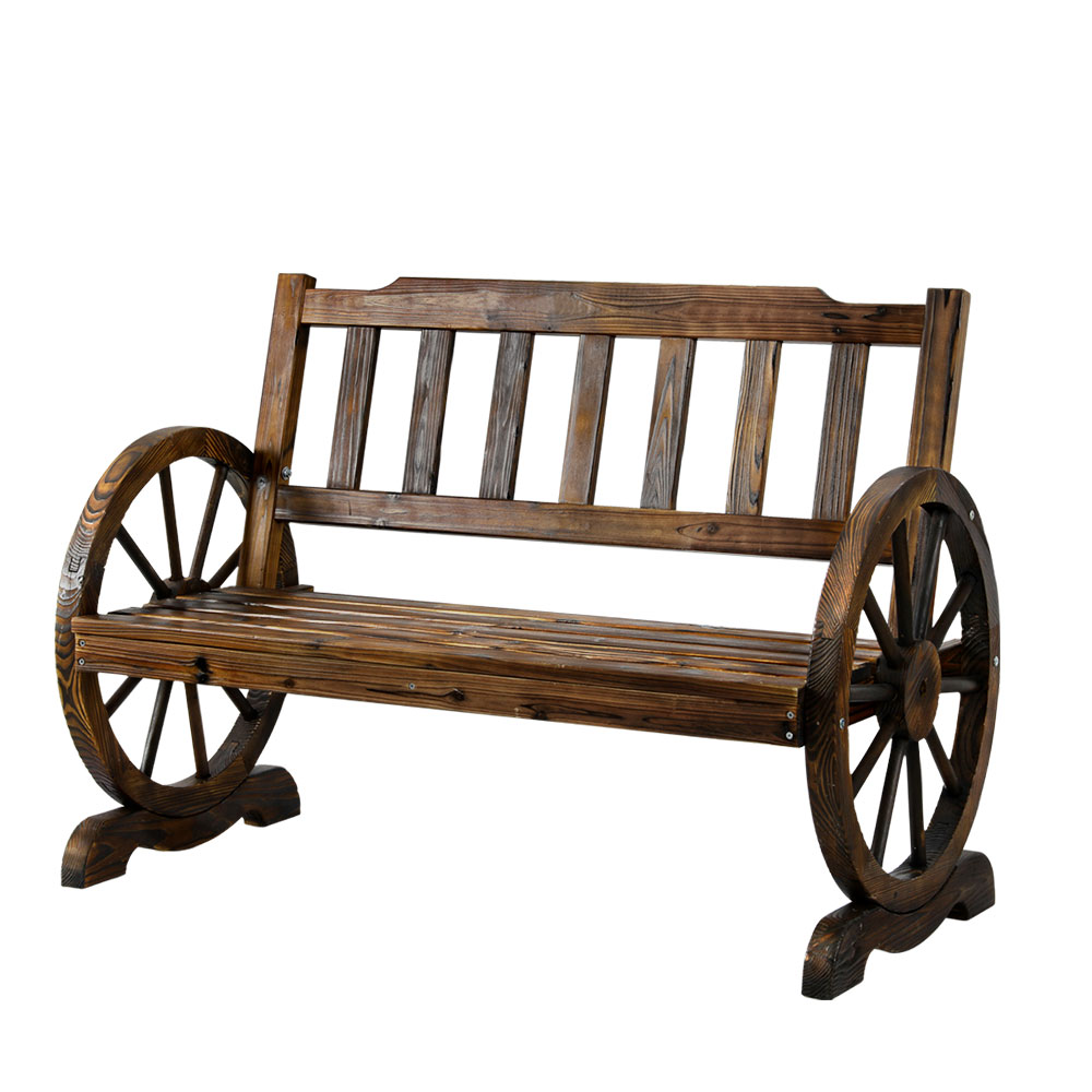 Gardeon Garden Bench Wooden Wagon Chair Outdoor Furniture Backyard Lounge Charcoal – 2 Seater