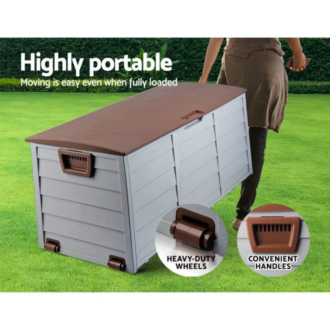 Gardeon 290L Outdoor Storage Box – Brown and Grey