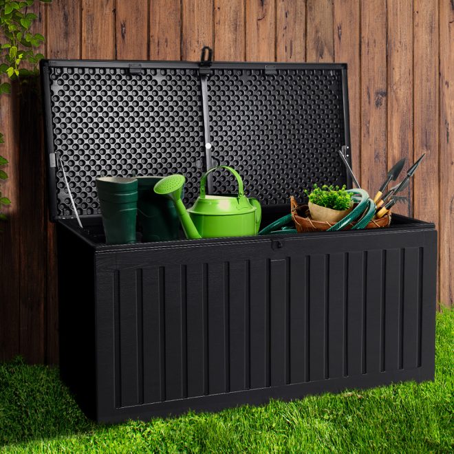 Gardeon Outdoor Storage Box Container Garden Toy Indoor Tool Chest Sheds – Black, 270 L