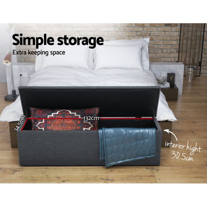 Artiss Storage Ottoman Blanket Box Linen Foot Stool Rest Chest Couch – Dark Grey
