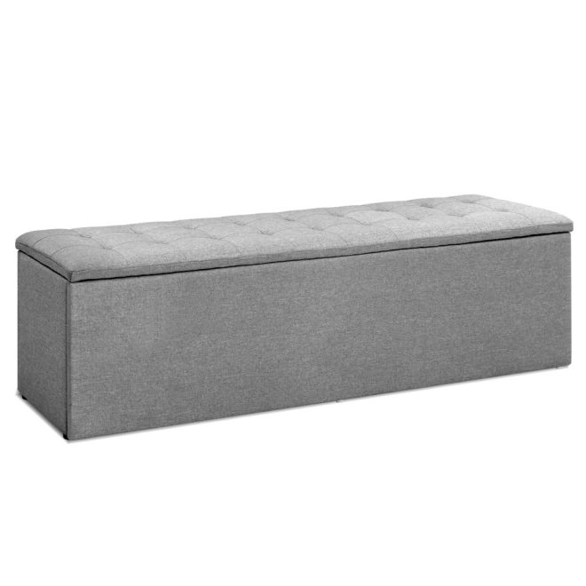 Artiss Storage Ottoman Blanket Box Linen Foot Stool Rest Chest Couch – Grey