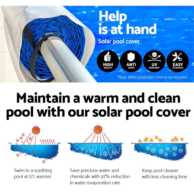 Aquabuddy Solar Swimming Pool Cover Roller Wheel Blanket Adjustable – 6.5×3 m