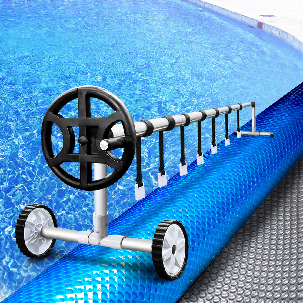 Aquabuddy Solar Swimming Pool Cover Roller Wheel Blanket Adjustable – 6.5×3 m