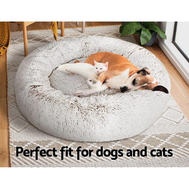 i.Pet Dog Bed Pet Bed Cat Extra Large – 90 cm, White and Brown