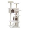 i.Pet Cat Tree 134cm Trees Scratching Post Scratcher Tower Condo House Furniture Wood – Beige