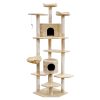 i.Pet Cat Tree 203cm Trees Scratching Post Scratcher Tower Condo House Furniture Wood – Beige