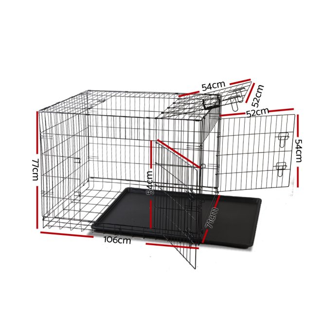 i.Pet Dog Cage Pet Cage – Black – 42 inch