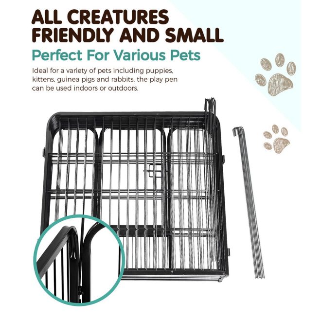 i.Pet Pet Playpen Dog Playpen 8 Panel Puppy Enclosure Fence Cage – 80×80 cm