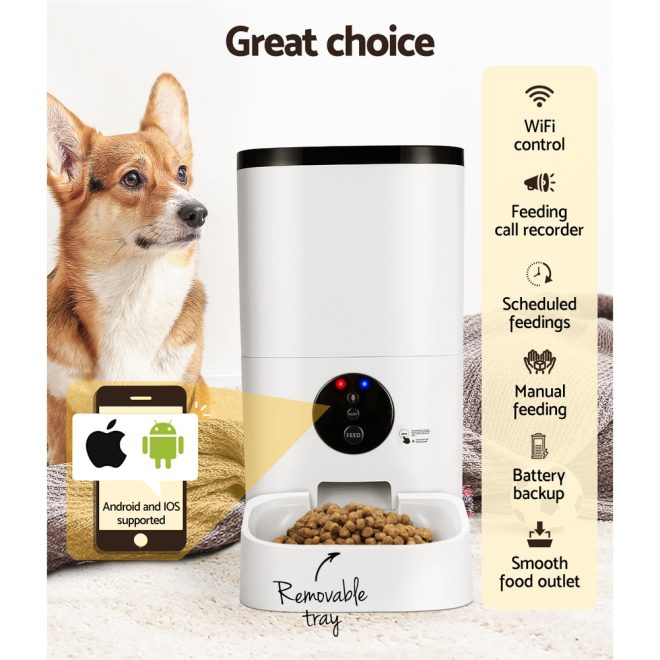 i.Pet Automatic Pet Feeder Auto Wifi Dog Cat Feeder Smart Food App Control – 6 L