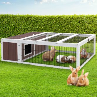 Rabbit Hutch 124cm x 90cm x 35cm Chicken Coop Large Outdoor Wooden Run Cage House