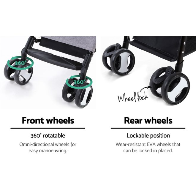 i.Pet Pet Stroller Dog Carrier Foldable Pram 3 IN 1 Middle Size – Grey