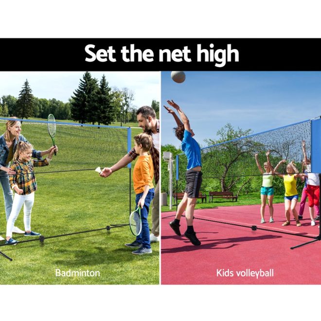 Everfit Portable Sports Net Stand Badminton Volleyball Tennis Soccer Blue – 401x103x162 cm