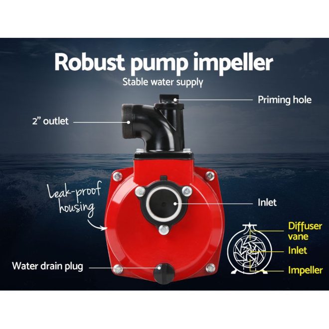 Giantz High Flow Water Pump – Black & Red – 50 M Lift