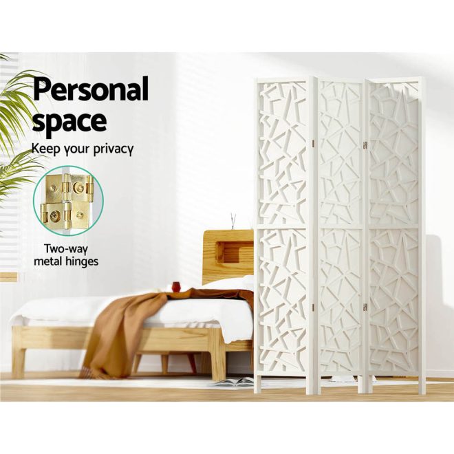 Artiss Clover Room Divider Screen Privacy Wood Dividers Stand – White, 3 Panel