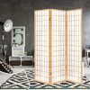 Room Divider Screen Wood Timber Dividers Fold Stand Wide – Beige, 3 Panel