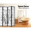 Room Divider Screen Privacy Dividers Pine Wood Stand Black White – 4 Panel