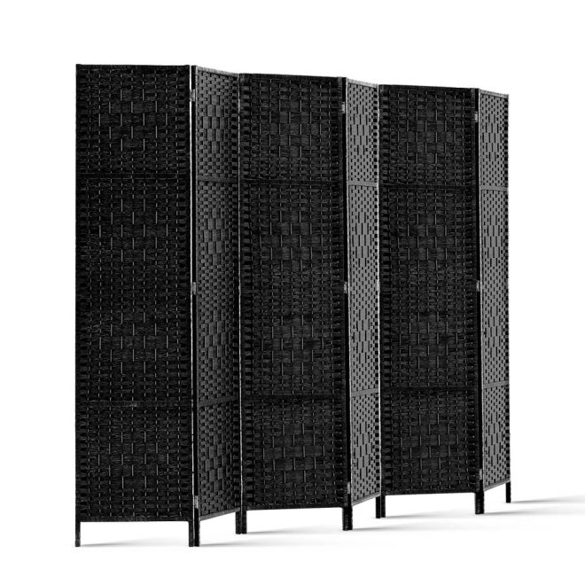 Artiss Room Divider Screen Privacy Timber Foldable Dividers Stand – Black, 6 Panel