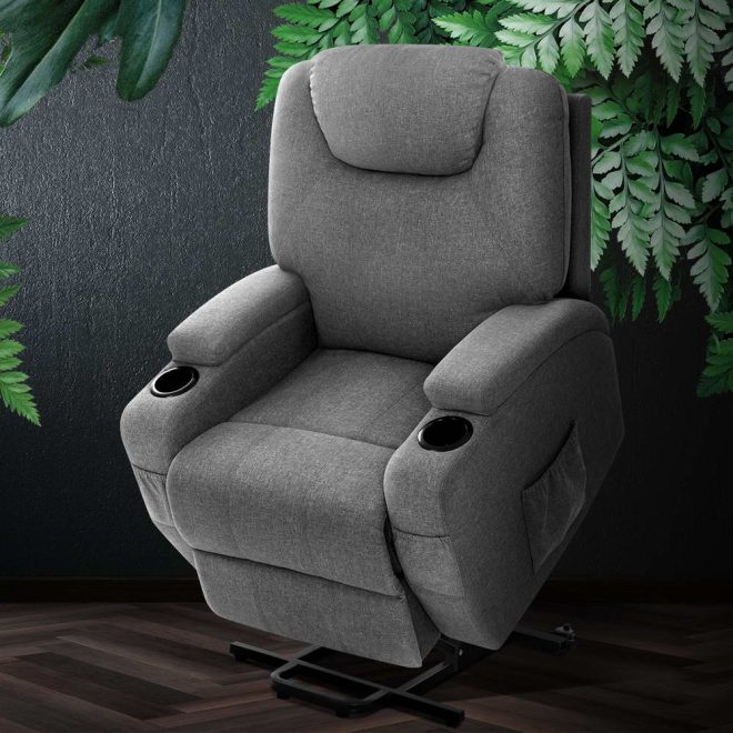Artiss Electric Recliner Lift Chair Massage Armchair Heating PU Leather – Grey