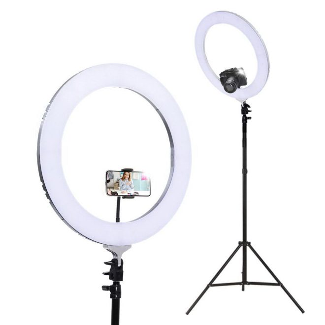 Embellir Ring Light 19″ LED 5800LM Dimmable Diva With Stand Make Up Studio Video – Silver