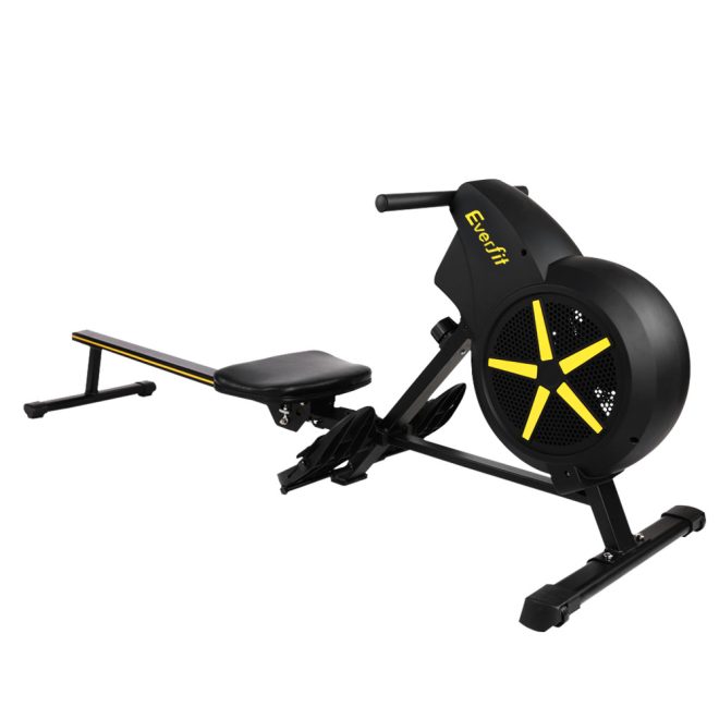 Everfit Rowing Exercise Machine Rower Resistance Fitness Home Gym Cardio Air – Black