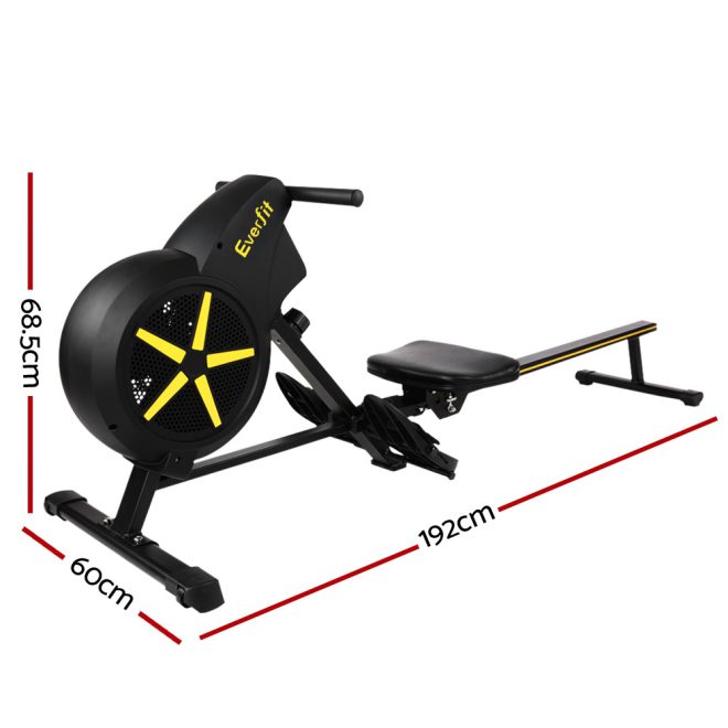 Everfit Rowing Exercise Machine Rower Resistance Fitness Home Gym Cardio Air – Black