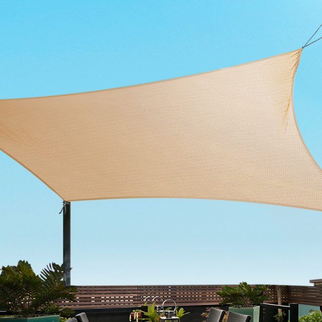 Instahut Sun Shade Sail Cloth Shadecloth Rectangle Heavy Duty Sand Canopy – 2×4 m