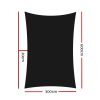 Instahut Sun Shade Sail Cloth Shadecloth Rectangle Canopy 280gsm – 3×6 m, Black