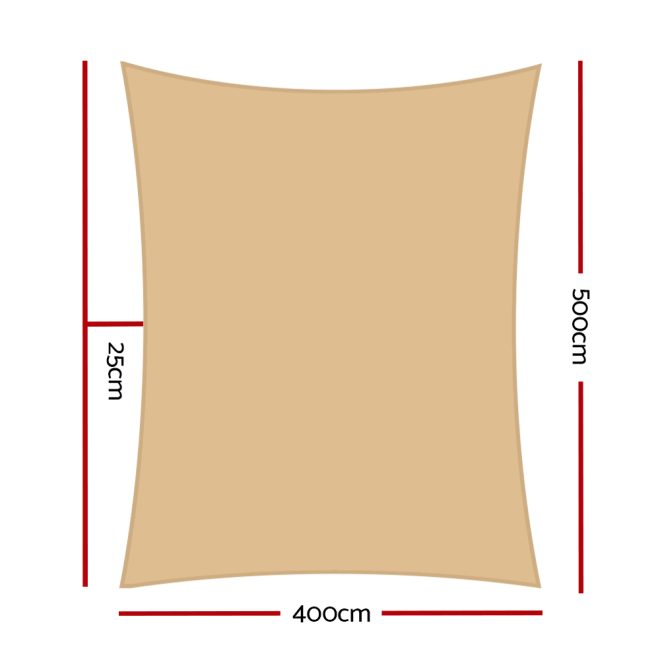 Instahut Sun Shade Sail Cloth Shadecloth Rectangle Canopy 280gsm – 4×5 m, Sand Beige